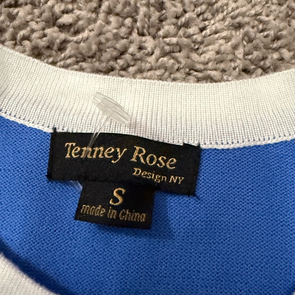 Tenney Rose Design NY Blue and White Cardigan with Button Accents NWT - Picture 5 of 8